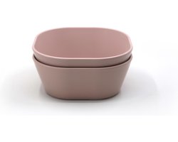 Mushie kom vierkant blush - set van 2 Roze - Siliconen - Breekbaar: N - Magnetron: Y - Vriezer: Y - Oven: Y - Vaatwasser: Y