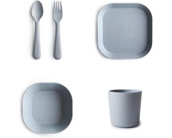 Mushie Serviesset |Set bord+beker+Kom+vork en lepel|5-delig|Cloud|Kinderservies|BIBS|Bestek|Bord|Beker|Cup | Kom