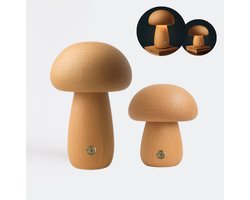 Mushroom lamp - Paddestoel lamp - Paddenstoel lamp - Tafellamp - Hout - Combinatie set