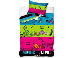 Music is my life dekbedovertrek 140 x 200 cm - 70 x 90 cm - Katoen
