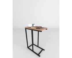 Musson Bijzettafel - 63x25x45 cm - Industrieel Houtlook Tafeltje - Metaal & MDF - Laptoptafel - Banktafel - Salontafel - Bedtafel - Vierkant Design