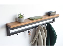 Musson Kapstok - Wandkapstok - Kapstok Hangend - 8 Haken - Industriële Wandkapstok - 60x10x12 - Simpel te installeren