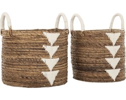 MUST Living Basket Lima white, set of 2,39xØ32 cm / 42xØ37 cm