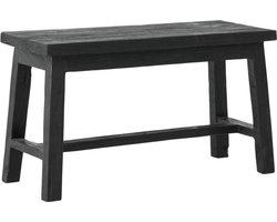 MUST Living Bench Trinity Black,45x80x32 cm, black recycled teakwood with natural cracks