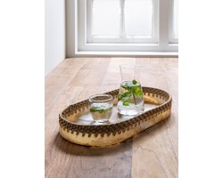 MUST Living Bowl Da Vinci OVAL,±8x51x26 cm, resin brown/white and synthetic abaca