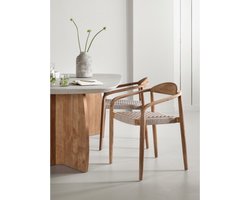 MUST Living Eetkamerstoel Santiago Teakhout 60x48x78 cm - eetkamerstoelen set van 2
