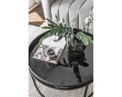 MUST Living Golden Fiber salontafel rond jute en metaal en resin zwart - 37 × Ø50 cm