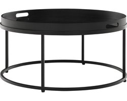 MUST Living Golden Fiber salontafel rond jute en metaal en resin zwart - 37 × Ø75 cm