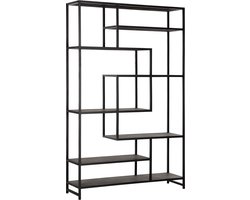 MUST Living Harmony boekenrek gerecycled leer en metaal zwart - 190 × 120 × 35 cm