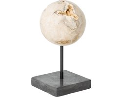MUST Living Object Ball Cheese Stone,30xØ15 cm, cream marble with black marble stand