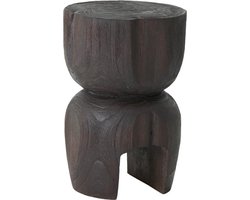 MUST Living Side table Amber Brown,45xØ30 cm, brown recycled teakwood with natural cracks