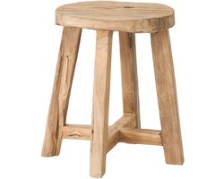 MUST Living Stool Gio Natural,45xØ35 cm, natural recycled teakwood with natural cracks