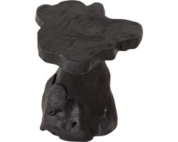 MUST Living Stool Mushroom Black,45xØ40 cm, black teakwood roots