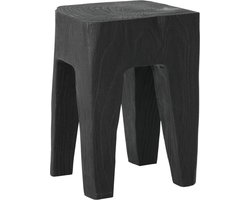 MUST Living Stool Vito Black,45x30x30 cm, black recycled teakwood with natural cracks