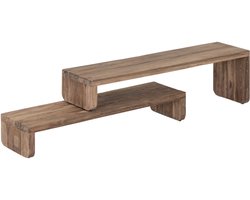 MUST Living TV stand Motus extendable,40x125/140x35 cm, extreme rustic teakwood