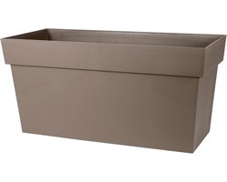 Muur bloembak op wieltjes 80 cm - Volume 74 l - Met waterreservoir en filterrooster - Taupe