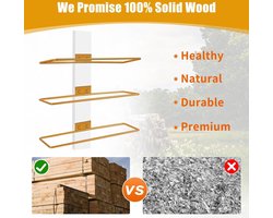 Muur Wijnrek Flessenrek voor 9 Flessen - Massief Hout Metaal - Wandmontage Wijnflessenrek Keuken Eetkamer