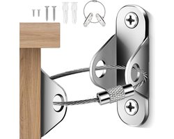 Muuranker Anti-Tip Meubelriem Kit - Veiligheidsmeubilair, Baby Kind Proofing & Pet Protecting - Boekenplank Kast Dressoir muuranker