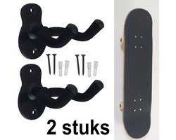 muurbeugel skateboard set van 2 stuks ophanghaak bevestiging Skateboard rek muurbevestiging ophangsysteem skateboard Houder longboard tuingereedschap opberghaak accessoires zwart