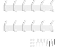 Muurbevestigde Kapstokken Set van 2 met 6 Haken, Roestvrije Racks voor Jassen, Tassen en Sjaals, Ideaal voor Slaapkamer, Badkamer en Keuken