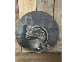 Muurcirkel 50 cm Zinken Emmer- decoration4style – Verschillende formaten - Ronde schilderijen - Wandbord rond - Muurdecoratie woonkamer - Kamer decoratie accessoires binnen - Wanddecoratie muurcirkel - Muurcirkels – Woonaccessoires- landelijk wonen