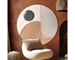Muurcirkel Abstract Beige vormen | Forex | Ø 100cm | Inclusief ophangsysteem