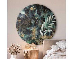 Muurcirkel Abstracte planten | Forex | Ø 60cm | Inclusief ophangsysteem