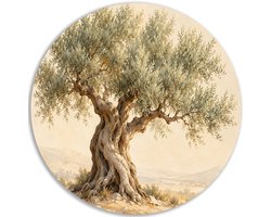 Muurcirkel Dibond - Bomen - Bladeren - Decoratie woonkamer - Accessoires kamer - Kunst aan de muur kantoor - Wanddecoratie metaal - 60x60 cm