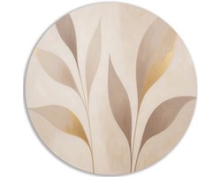 Muurcirkel Dibond - Kubistisch - Bladeren - Muurdecoratie modern - Zen - Decoratie slaapkamer volwassenen - Kunst aan de muur hal - Wanddecoratie woonkamer metaal - 40x40 cm