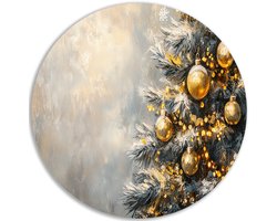 Muurcirkel Dibond - Muurdecoratie woonkamer metaal - Bomen - Wanddecoratie goud - Decoratie - Woondecoratie hal - Accessoires kamer - Moderne schilderijen - 100x100 cm