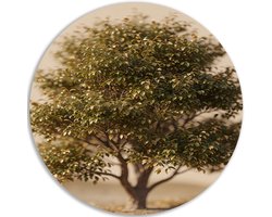 Muurcirkel Dibond - Slaapkamer accessoires - Botanicals - Bladeren - Woondecoratie - Decoratie hal volwassenen - Kunst aan de muur woonkamer - Zen - Wanddecoratie kamer metaal - 100x100 cm