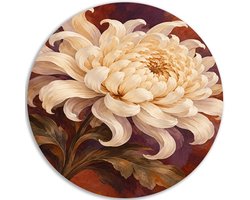 Muurcirkel Dibond - Woondecoratie - Botanicals - Bloemen - Crème - Muurdecoratie - Hal accessoires - Bruin - Decoratie woonkamer - 40x40 cm