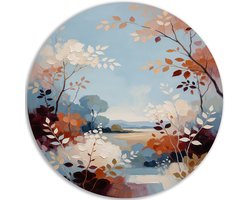 Muurcirkel Dibond - Woonkamer decoratie - Botanicals - Wanddecoratie hal metaal - Blauw - Woondecoratie - Kunst aan de muur kamer - Accessoires kantoor - Muurdecoratie modern - 40x40 cm