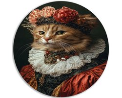 Muurcirkel Dibond - Woonkamer decoratie - Katten - Jozef israels - Klassiek - Kunst aan de muur hal - Binnen oude meesters - 40x40 cm
