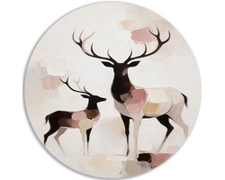 Muurcirkel Dibond - Woonkamer decoratie - Muurdecoratie - Hert - Modern - Wanddecoratie - Japandi - Woondecoratie - 40x40 cm