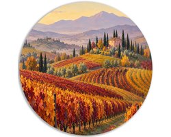 Muurcirkel PVC - Landelijk - Landschappen - Wanddecoratie rond woonkamer - Herfst - Kleurrijk schilderij - Kunst aan de muur hal - Impressionisme - Decoratie kamer - 100x100 cm