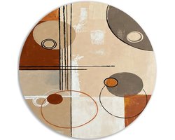 Muurcirkel PVC - Wanddecoratie rond abstract - Geometrie - Muurdecoratie modern - Accessoires woonkamer - Kantoor - Crème - Mid century - 40x40 cm