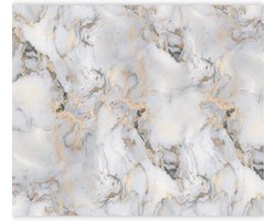 Muurdecoratie Abstract - Wanddecoratie Muurschildering - Woonkamer Verfraaien - Duitse Kwaliteit Fleece - 350x256cm - Goud Grijs