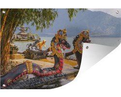 Muurdecoratie Draken bij de Pura Ulun Danu Bratan Tempel op Bali - 180x120 cm - Tuinposter - Tuindoek - Buitenposter
