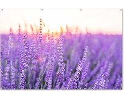 Muurdecoratie Lavendel - Close-up - Paars - Bloemen - 180x120 cm - Tuinposter - Tuindoek - Buitenposter