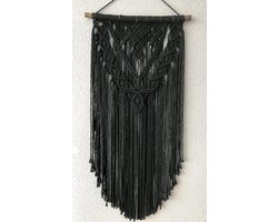 Muurdecoratie - macrame - macramé - 035 velved groen - handgemaakt - knopen - touw - wanddecoratie, wandkleed
