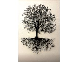 Muurdecoratie metaal-Metalen wanddecoratie-Levensboom-Natuur-Staal-Klaar om op te hangen-80*55cm
