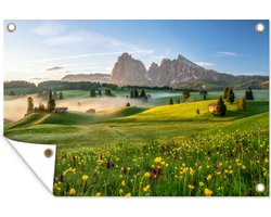 Muurdecoratie Natuur aan de bergweide - 180x120 cm - Tuinposter - Tuindoek - Buitenposter