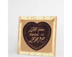 Muurdecoratie - Paper dreams - Wooden sign - ALL YOU NEED IS LOVE - 20 x 20 cm