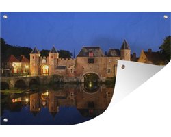 Muurdecoratie Poort - Nacht - Amersfoort - 180x120 cm - Tuinposter - Tuindoek - Buitenposter