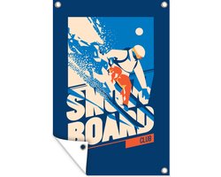 Muurdecoratie Sport - 'Snowboard club' - Spreuken - Quotes - 120x180 cm - Tuinposter - Tuindoek