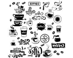 Muurdecoratie Stickers Zwarte Koffiebonen Cups Verwijderbare DIY Vinyl Wall Art Sticker Decor Koffie Station Decoraties Borden voor Keuken Winkel Cafe Pub Kantoor 228 x .