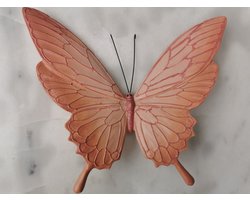 Muurdecoratie Vlinder uit Kunsthars Lichtroze 24cmBx19cmH
