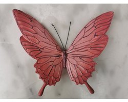Muurdecoratie Vlinder uit Kunsthars Roze en paars 24cmBx19cmH