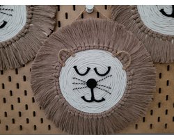 Muurdecoratie voor kinderkamer| Macramé Leeuwenkop| Wanddecoratie voor babykamer| Leeuwenkop decoratie| Babykamer accessoires